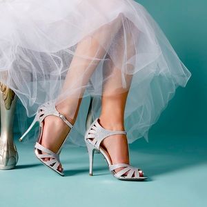 Blue by Betsey Johnson “Tee” Glitter Champagne Heels